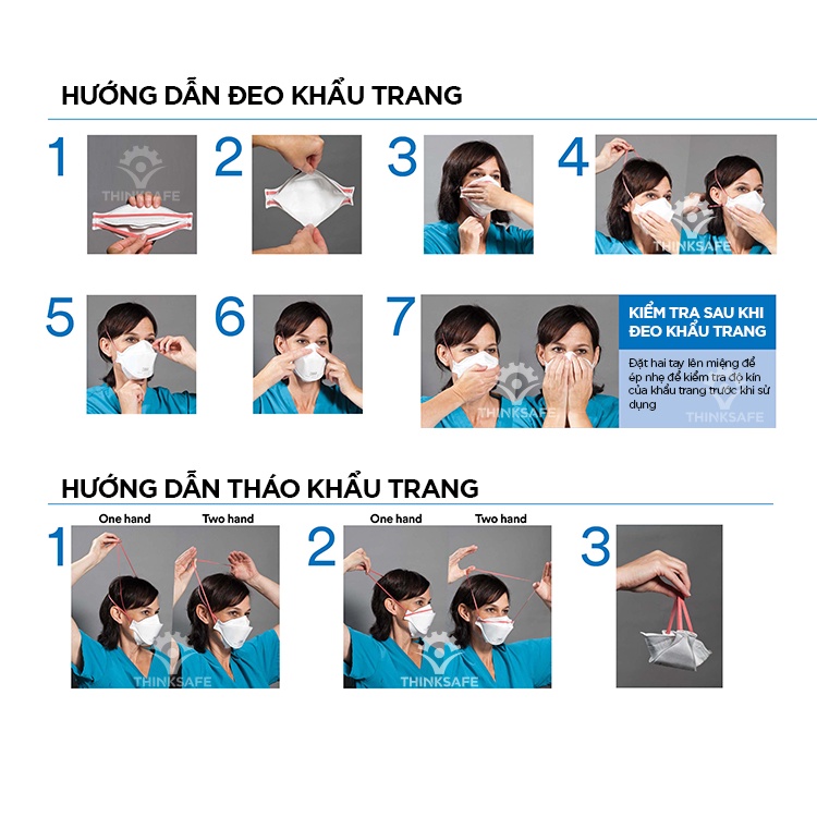 Khẩu trang 3M 1870 đạt chuẩn N95 dây đeo qua gáy kháng khuẩn bụi mịn dùng trong y tế làm việc Khẩu trang 4D - THINKSAFE