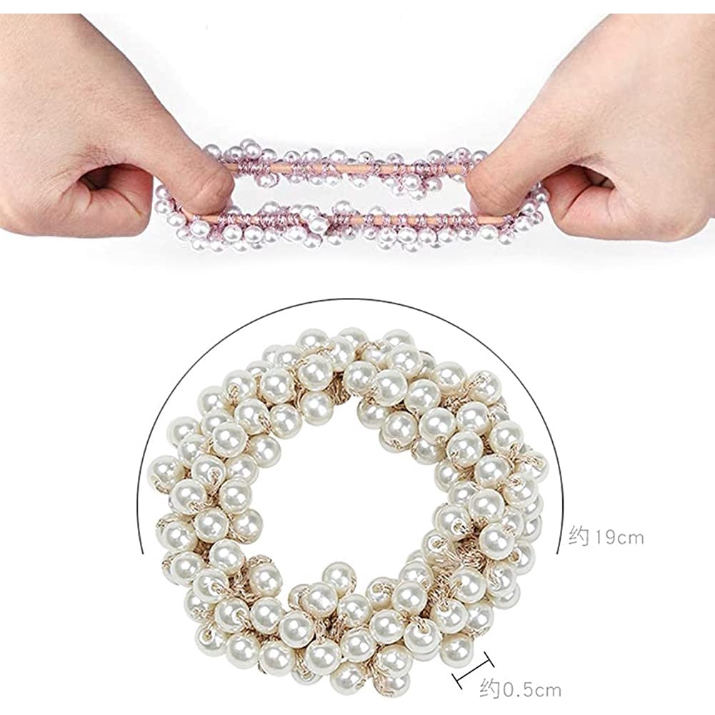 Dây Cột Tóc Co Giãn Đính Ngọc Trai Giả Xinh Xắn Cho Nữ