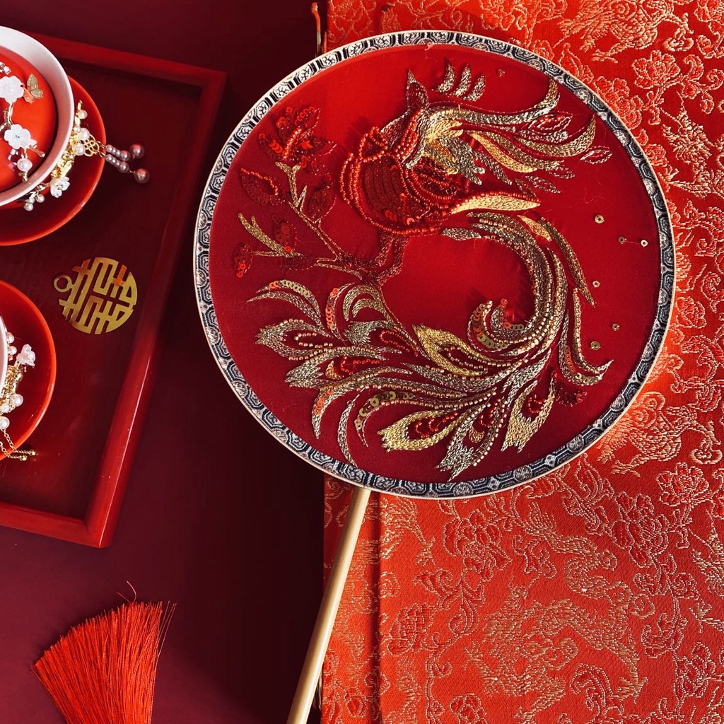 Thêu Handmade/ kit nguyên liệu thêu quạt, thanh lịch, quạt thêu tay, phụ kiện chụp ảnh, trang trí- bách hóa na na