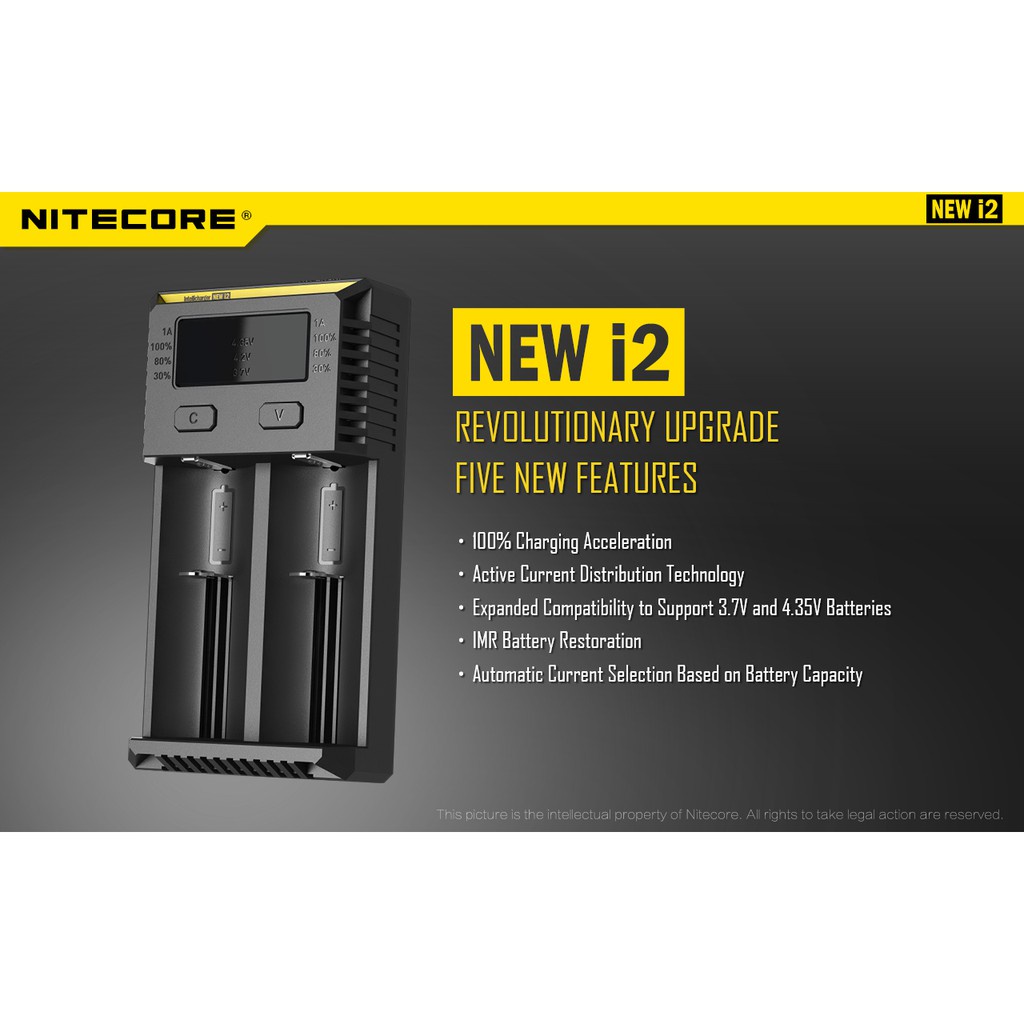Bộ Sạc Pin Nitecore D4 D2 New I4 I2 Digicharger Lcd Thông Minh Li-Ion 18650 14500 16340 26650