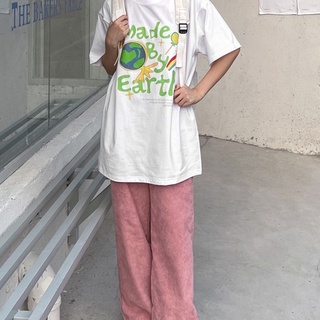 Áo thun tay lỡ pe form rộng unisex in hình make by earth 04
