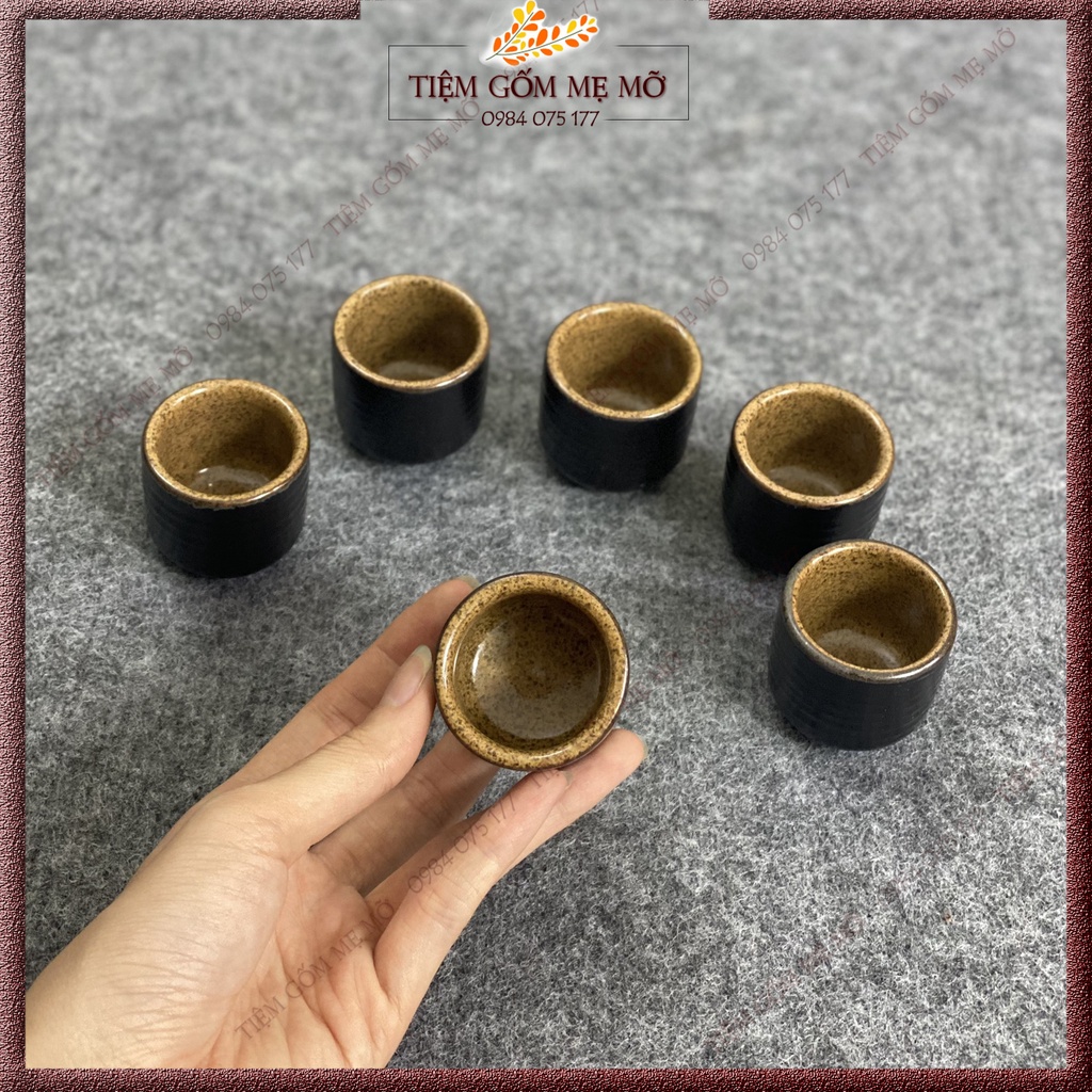 Bộ bình rượu sake phong cách Nhật Bản men đen gốm gốm sứ Bát Tràng