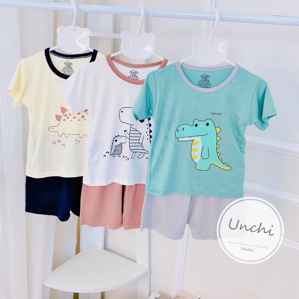 Bộ cộc tay bé trai bé gái Unchi peptit hoạ tiết động vật Cutekids