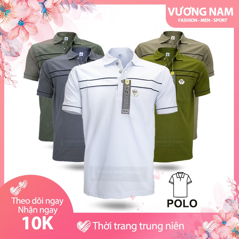 ÁO THUN NAM CÓ CỔ TRUNG NIÊN KIỂU POLO MAY SỌC NGANG HỌA TIẾT ĐƠN GIẢN CHẤT VẢI COTTON XỊN CÓ SIZE LỚN từ 50-85kg