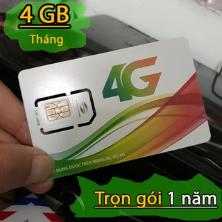 Sim 4G Viettel trọn gói 1 năm tặng 4GB 1 tháng
