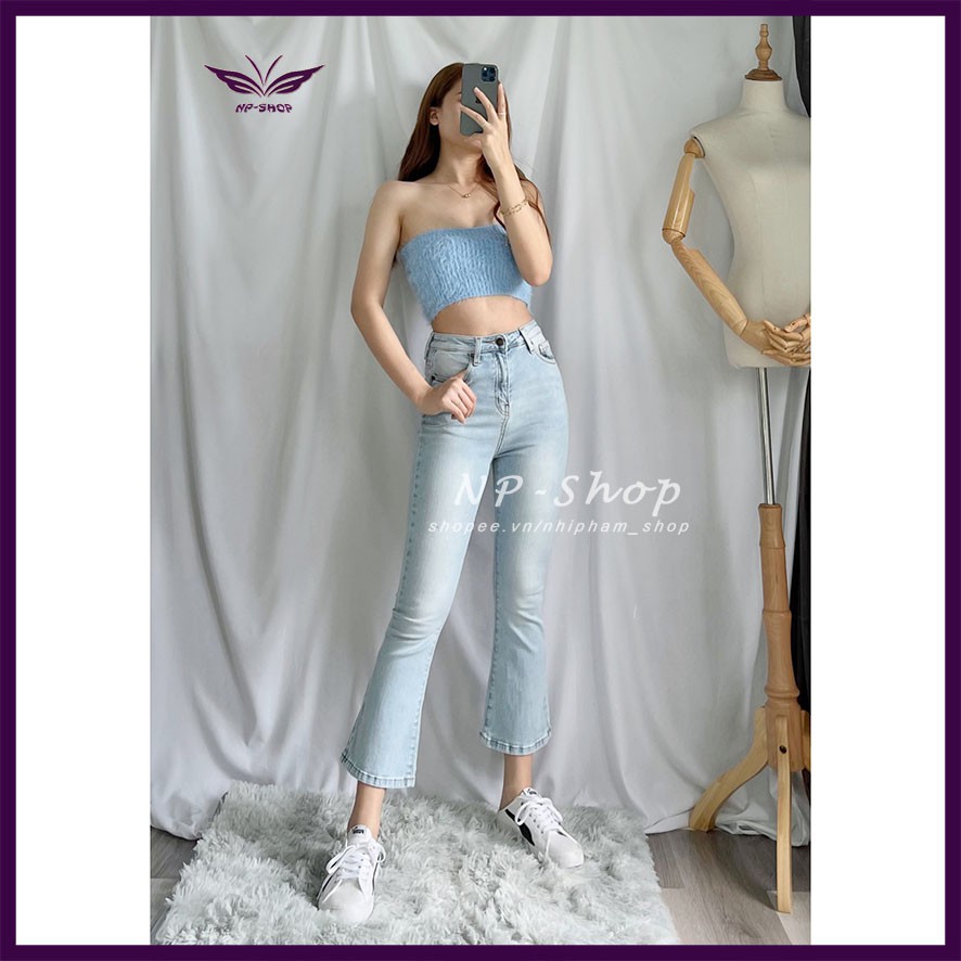 Quần jean ống loe 9 tấc lưng cao NPSHOP, quần bò nữ ống loe cạp cao dáng lửng 5 màu | BigBuy360 - bigbuy360.vn