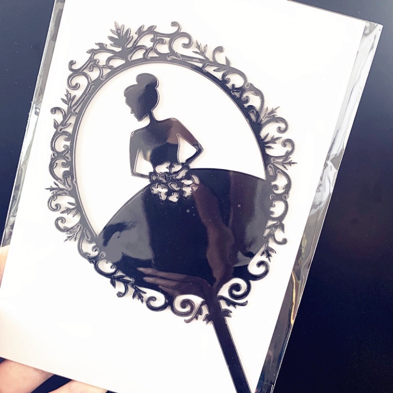 đồ trang trí bánh sinh nhật [FREESHIP❤️] set 10 thẻ meka CÔ GÁI tráng gương