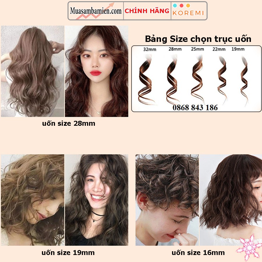 Máy uốn tóc xoăn lọn cao cấp Hàn Quốc KOREMI NA-886 Chỉnh nhiệt chuẩn salon tóc xoay trục 360 độ