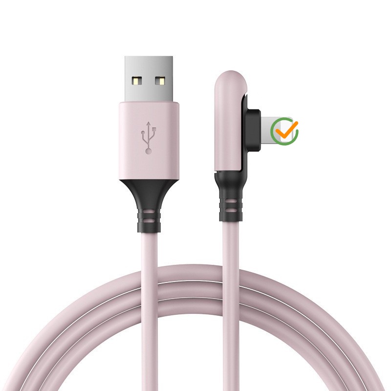 Dây Cáp Sạc Nhanh 3a 90 Độ Bằng Silicon Cho IP12 11 Pro Max X Xr Xs 8 7 6 6s 5 5s