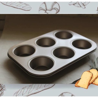 Khuôn ly 6 lỗ làm cup cake muffin chống dính - Dụng cụ làm bánh TBM.