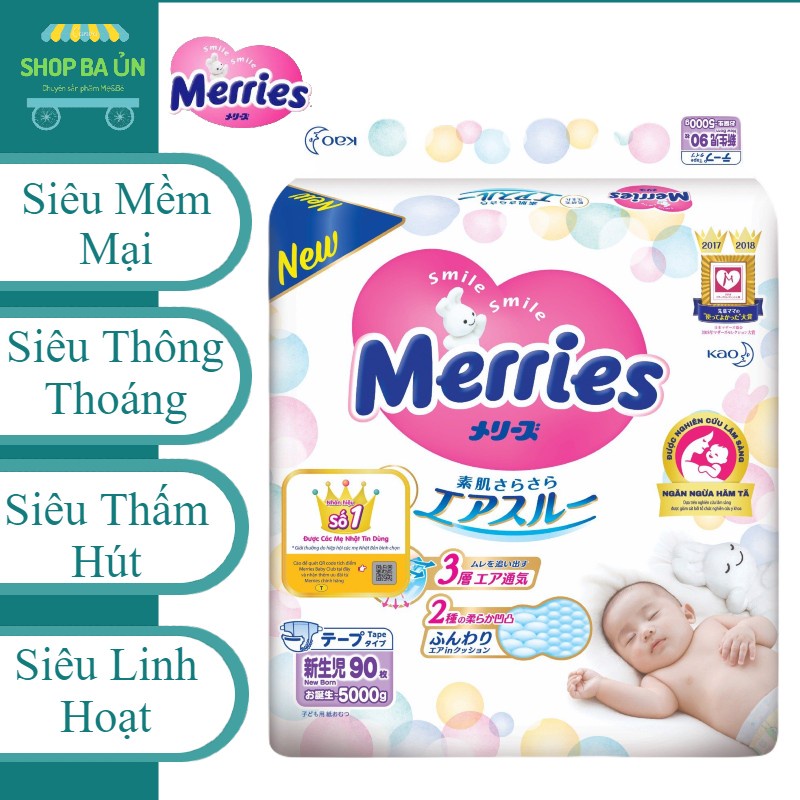 [HCM] COMBO 2 gói Tã/Bỉm DÁN Merries nội địa Nhật Size NB90/S82/M64/L54/XL44.