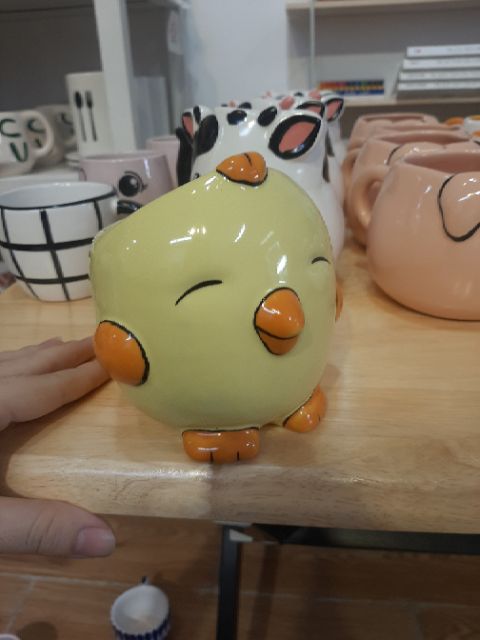 Ly gốm hình gà con dễ thương có quai | Tách cà phê gốm - Chicken Ceramic cup