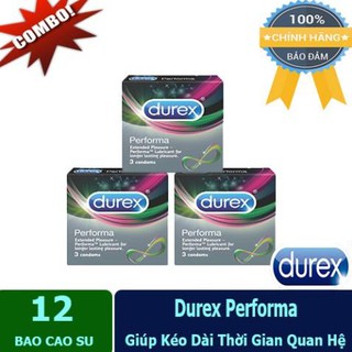 [ Bao Cao Su Giá Sỉ ] Combo 3 Hộp Durex Performa 3s Kéo Dài Thời Gian