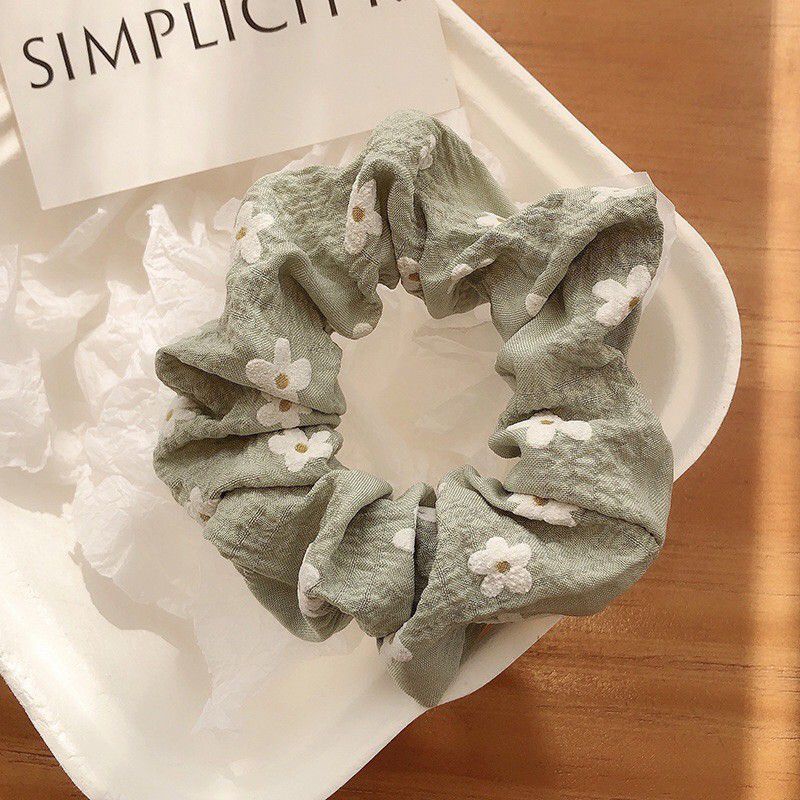 Dây buộc tóc scrunchies hoa nhí hoạ tiết xinh xắn