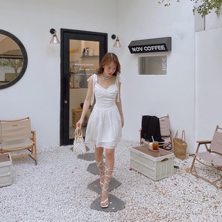 [Ruly.Studio] Đầm trắng cột dây 2 lớp