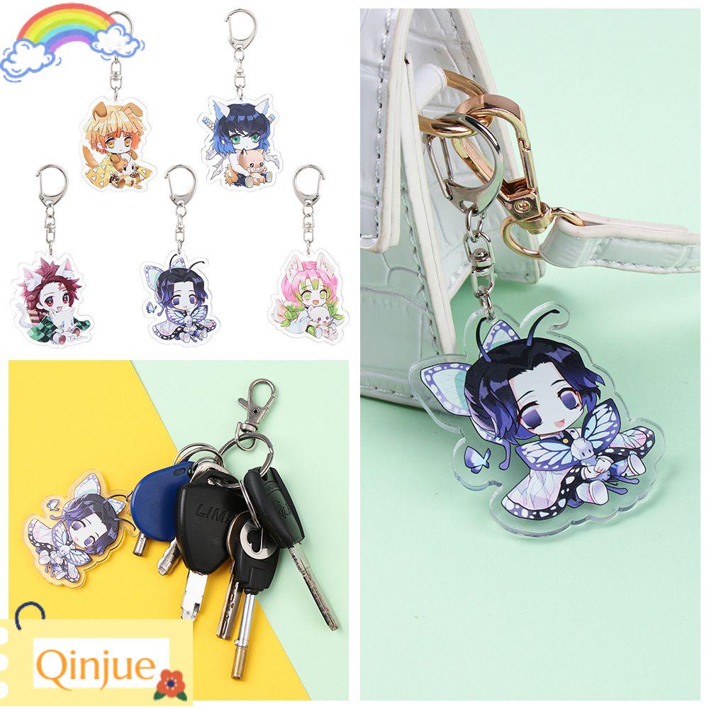 QINJUE Shinobu Acrylic Tengen Mitsuri Tanjiro Muichirou Acrylic Keychain Anime Double Keychain Nezuko Genya No Yaiba Acrylic Kimetsu Shinjurou