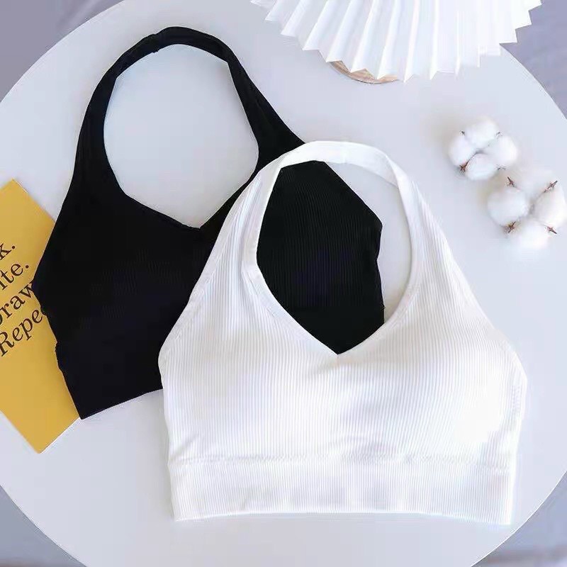 Áo cổ yếm gân tăm hở lưng kèm đệm ngực siêu đẹp