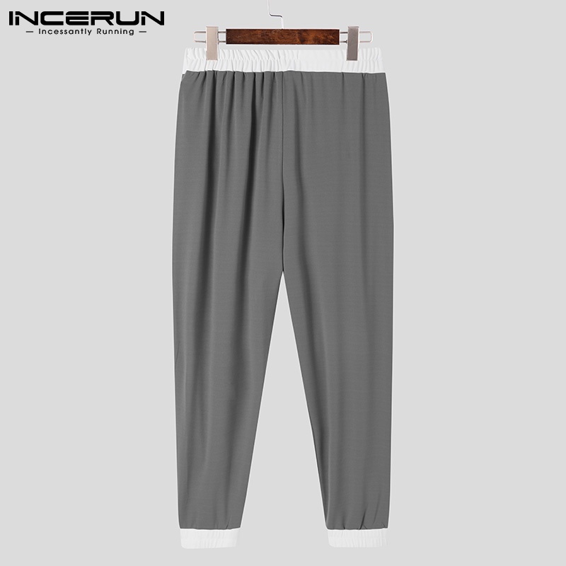 Quần ống rộng INCERUN lưng thun phối màu tương phản thời trang năng động cho nam