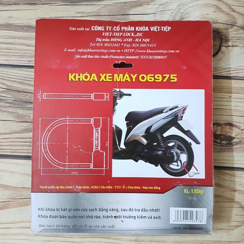 Khóa chữ U Việt Tiệp Chìa Vi Tính 176 x 213mm mã 06975