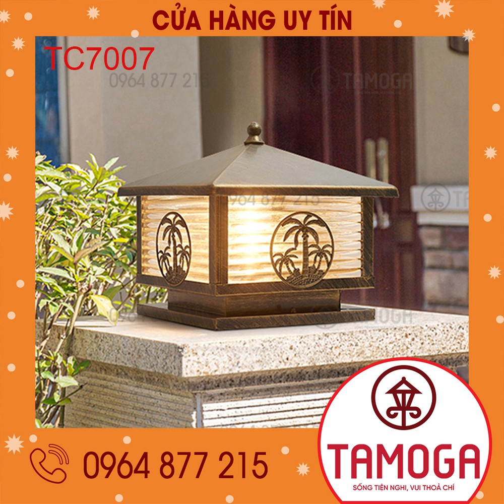 Đèn trụ cổng cây dừa 300mm vuông Nhôm cao cấp TAMOGA TC 7007