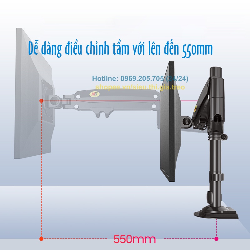 H100 Giá treo màn hình máy tính NB H100 –Tay treo màn hình đa năng -Xoay 360 độ (Màn hình 17-30 inch) [Rẻ Hơn NB F100A]