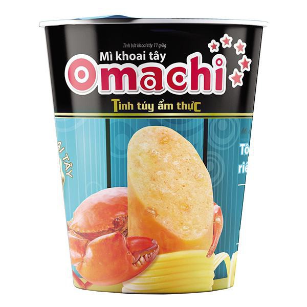 Mì ly khoai tây Omachi có thịt thật tôm chua cay ly 112g (đủ 4 vị best seller)