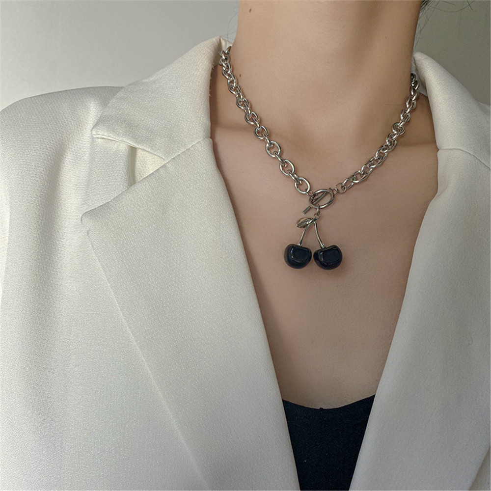Dây Chuyền Hợp Kim Mặt Hình Trái Cherry Xinh Xắn Cho Nữ Yanqueens Trang sứ Quà tặng