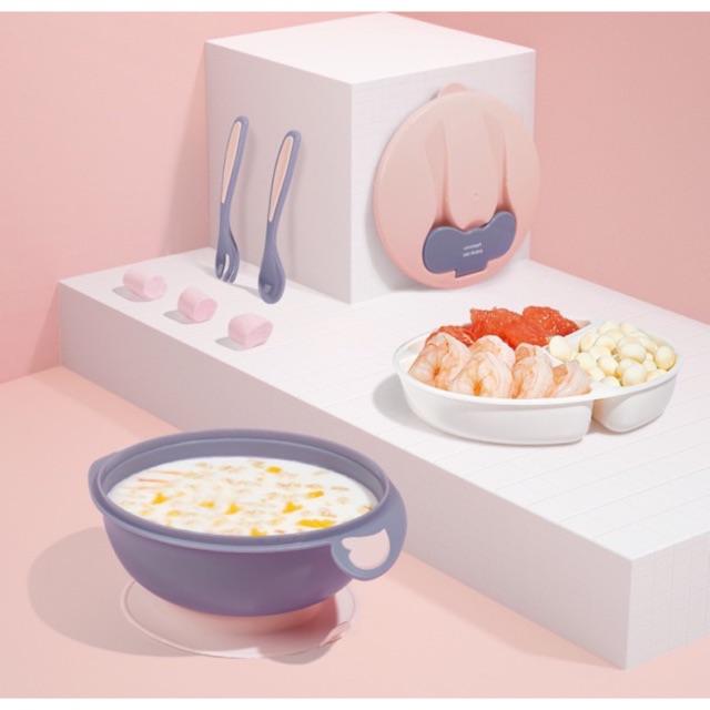 Set bát chống đổ kèm thìa nĩa cao cấp Babycare