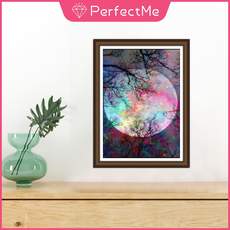 Tranh Đính Đá 5D Tự Làm Hình Mặt Trăng Kích Thước 30X40Cm