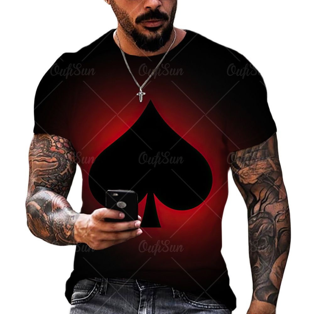 Áo Thun Tay Ngắn In Hình Lá Bài Poker Ace of Spades 3D Thời Trang Cho Nam