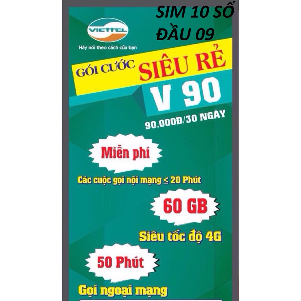 Sim Viettel V90 đầu 09 Có 90k Trong Tài Khoản Shopee Việt Nam