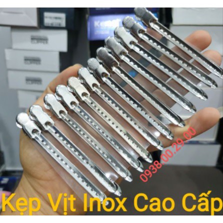 Kẹp Vịt Inox Cao Cấp Chuẩn Salon Chống Gỉ. Bộ 6 và 12 Kẹp Mỏ Vịt.(Ảnh thật)