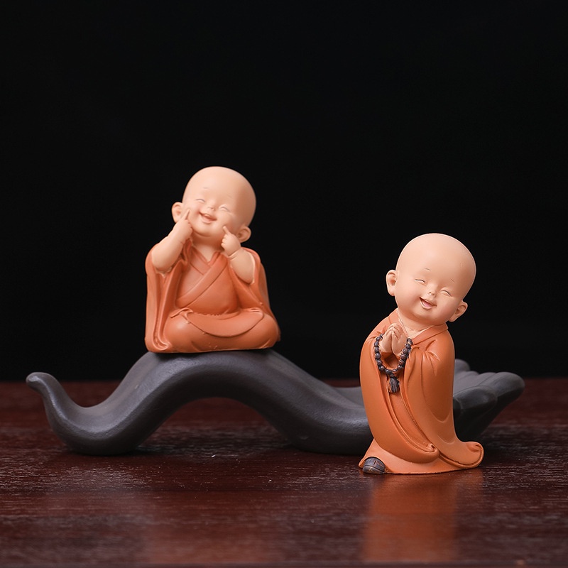 Tượng chú tiểu mini  HÀNG LOẠI 1 trang trí ô tô, bàn làm việc, nhà cửa/ Tượng phong thủy- Thiền Tâm Hải Ấn