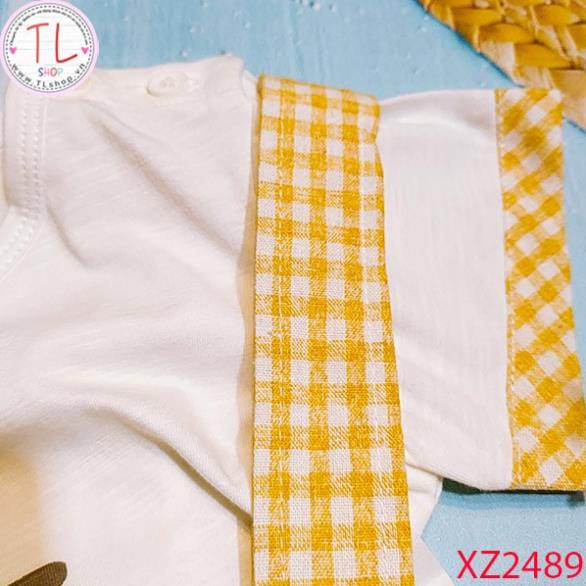 Thời Trang Trẻ Em -Set yếm kèm áo ca rô dễ thương – Quần Áo Bé Trai - Bộ Bé Trai - Quần Áo Bé Gái - Bộ Bé