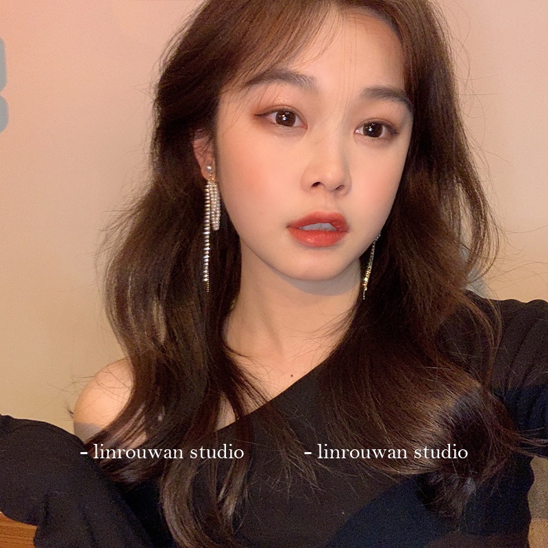 Khuyên tai tua rua đính ngọc trai sang trọng phong cách Retro