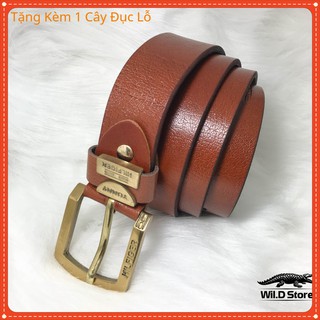 Dây nịt da bò nam đầu đồng nguyên khối