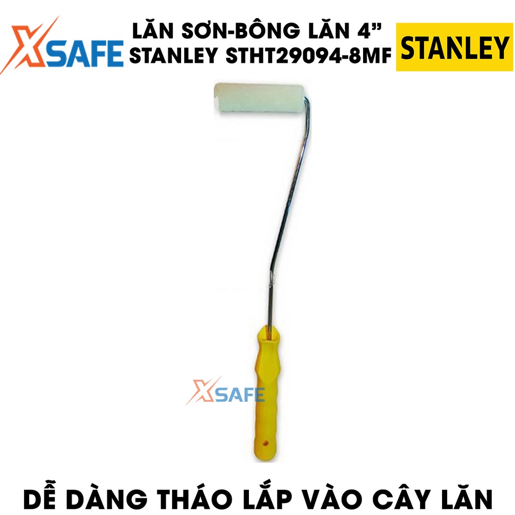 Bộ cán nối cọ và bông lăn sơn STANLEY STHT29094-8MF 4inch Lăn sơn nước hộp 10 bông lăn mềm, độ thấm sơn cao, dễ tháo lắp