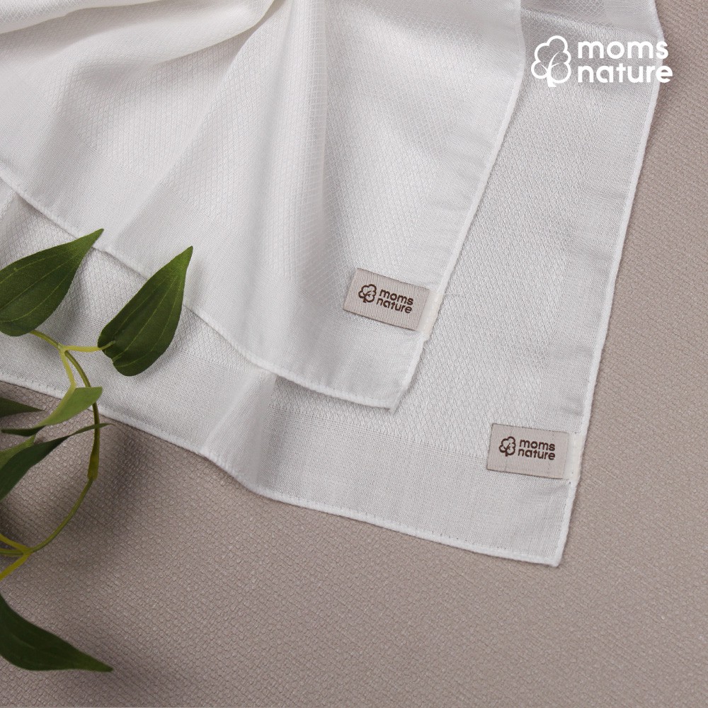 Set 10 khăn sữa sợi tre trắng vải dập [Mom's Nature - Hàn Quốc] (100% sợi tre) cho bé