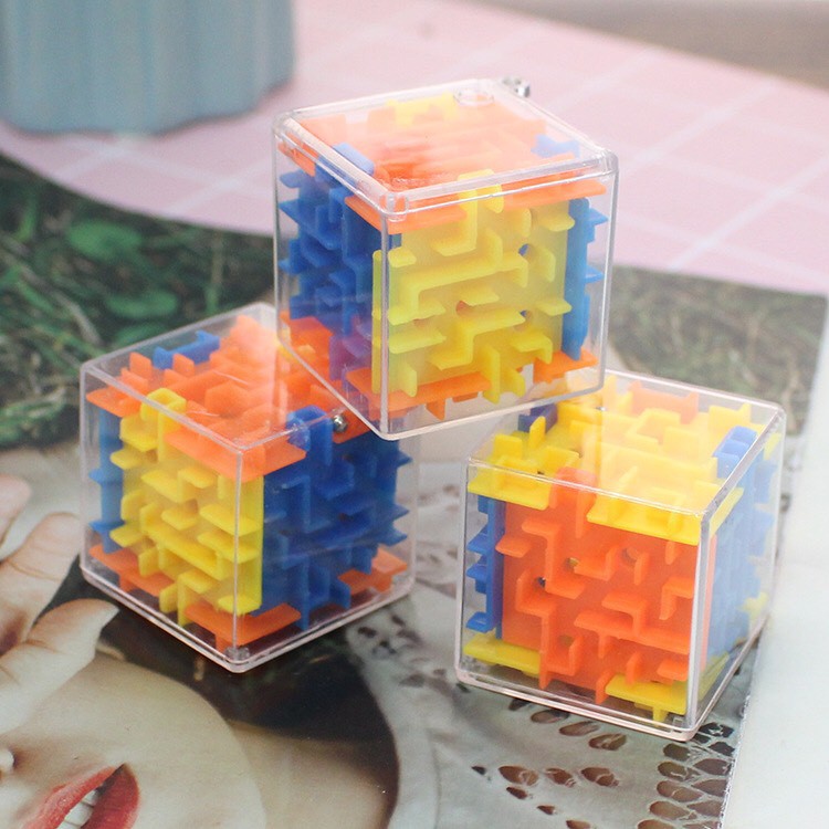 RUBIK mê cung kèm móc khoá - Đồ chơi giảm stress Rubik cube trí tuệ cho bé và gia đình