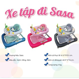 Xe Tập Đi Vòng SaSa Cho Bé 6-18 Tháng Có Nhạc Xanh - Hồng - Xám