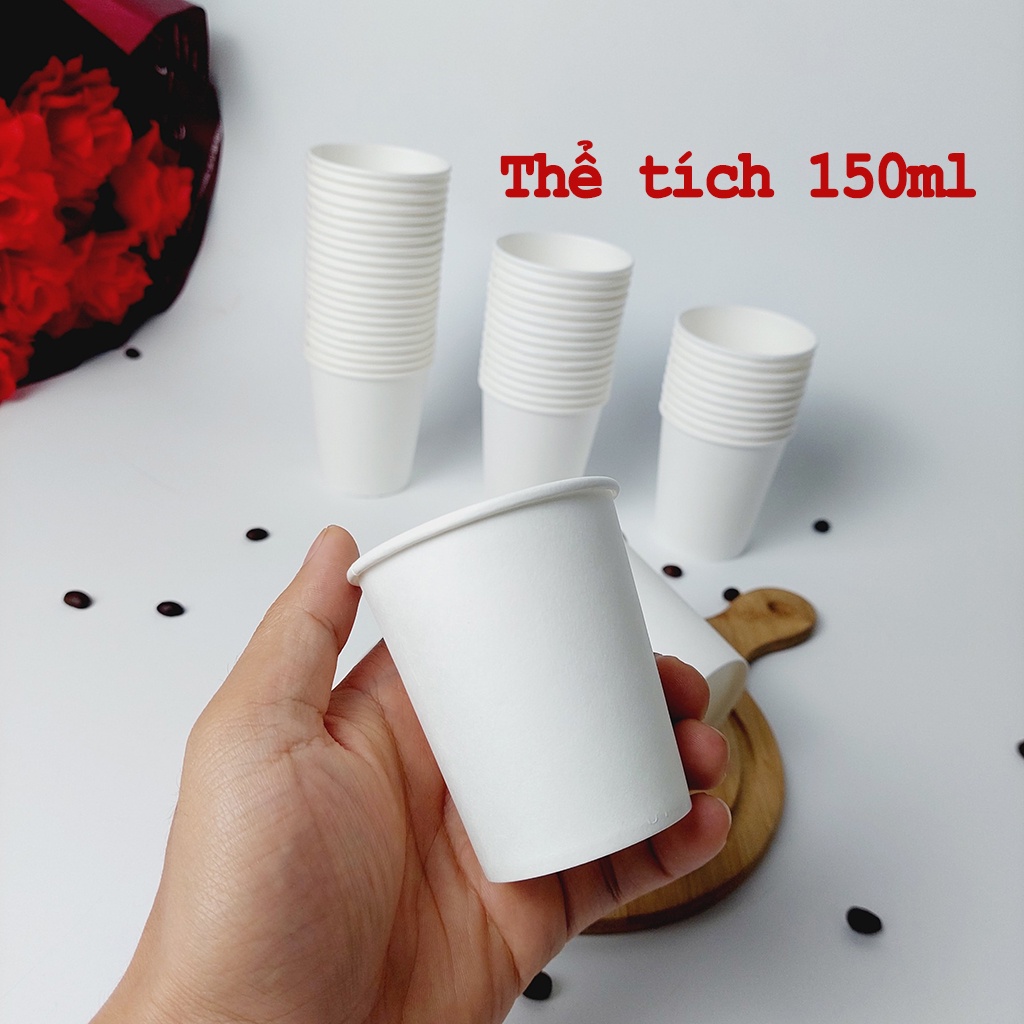 50 Chiếc Cốc GIấy Ly Giấy Trắng Siêu Cứng Cáp NHẬP KHẨU HÀN QUỐC