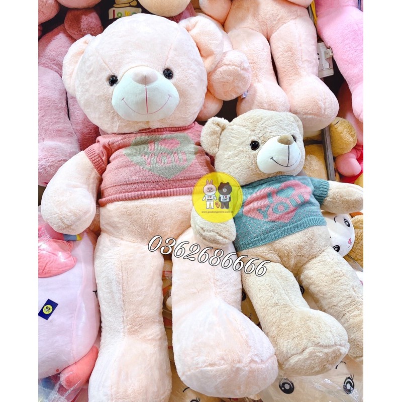 Gấu bông Teddy - Teddy I Love U 2 màu kem hồng Cao Cấp - Xưởng gấu bông Việt Nam