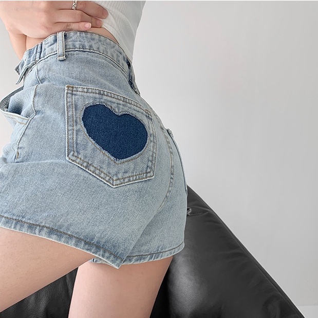 Quần Short Denim Lưng Cao Ống Rộng Thiết Kế Mới Năng Động Thời Trang Dành Cho Mùa Hè