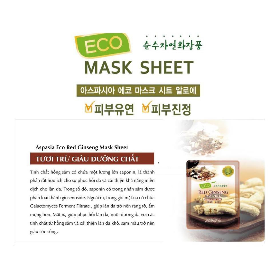 Mặt nạ dưỡng da 🎁 mặt nạ hồng sâm aspasia eco mask sheet RED GINSENG 23ml 🎁