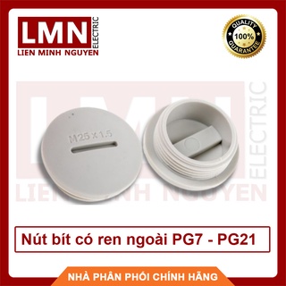 (Combo 100) Nút bít có ren ngoài bằng nhựa xám dùng để bít lỗ cho ốc xiết cáp PG7 đến PG21