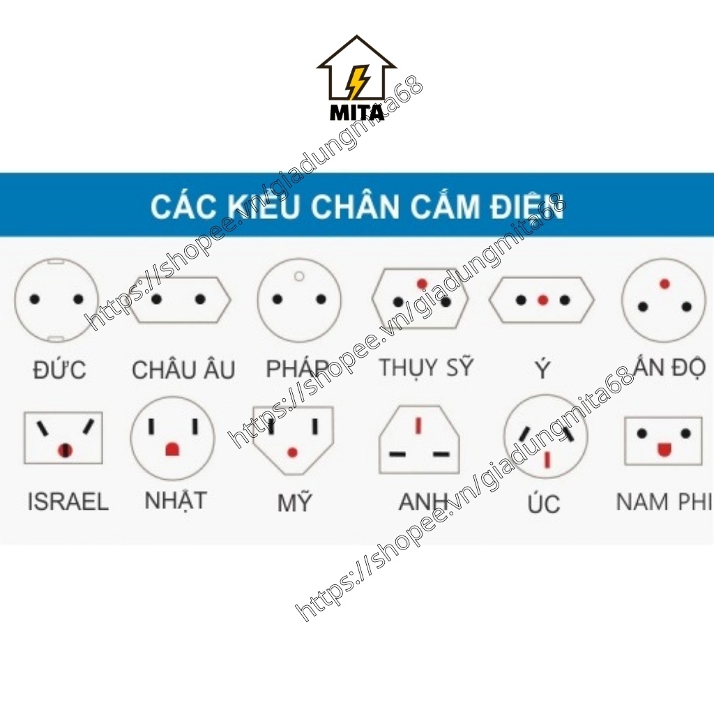 Ổ Cắm Điện Đa Năng Du Lịch Universal Travel Adapter - Ổ Điện Du Lịch - Ổ Chuyển Đổi Đa Năng  - MITA