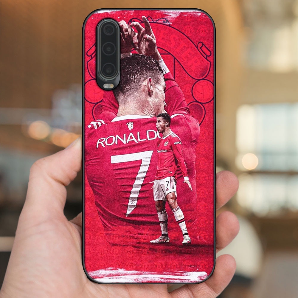 Ốp lưng Huawei P30 viền đen in hình Cristiano Ronaldo MU Manchester United CR7