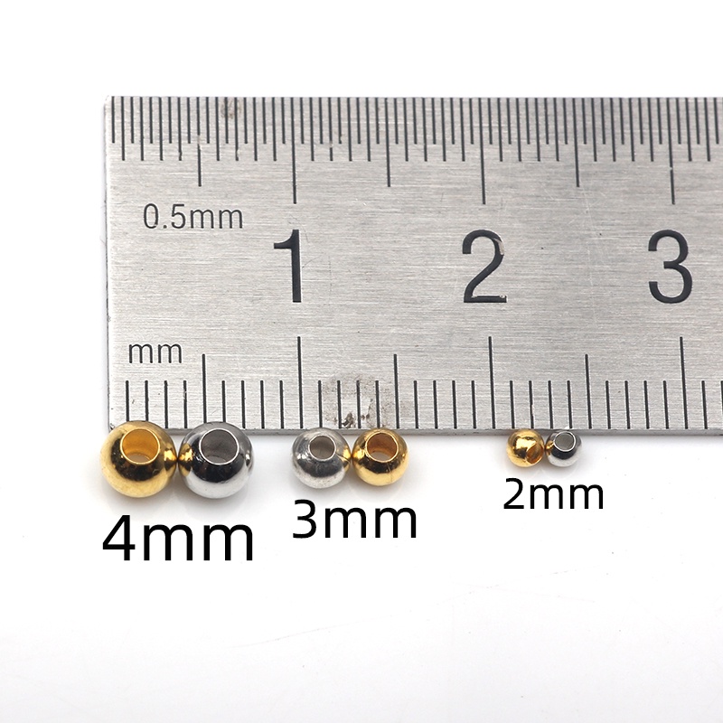 Set 100 Hạt Đồng Thau Tròn 2/3/4mm Tự Xỏ Dây Câu Cá