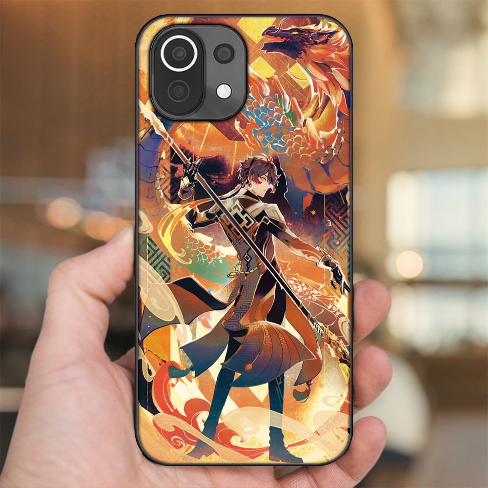 Ốp lưng Xiaomi Mi 11 Lite viền đen in hình Zhongli Genshin Impact