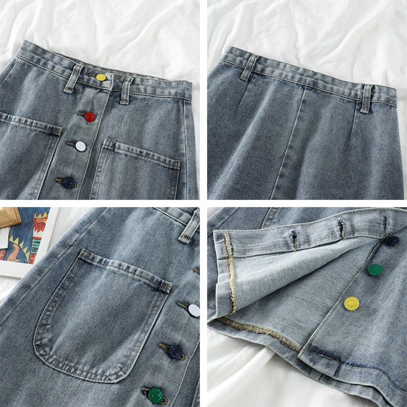 Xiaozhainv Chân Váy Denim Lưng Cao Phong Cách Hàn Quốc | BigBuy360 - bigbuy360.vn